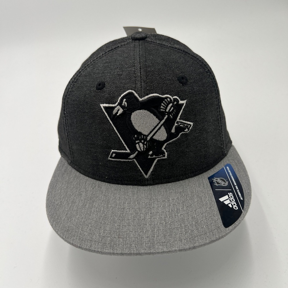 Adidas Pittsburgh Penguins NHL Hat Black Gray Sample Stretch Fit S/M New